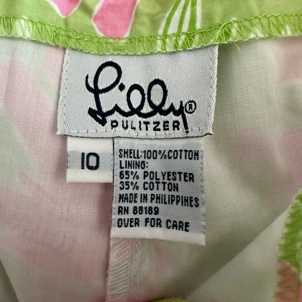 Lilly Pulitzer Kids Pink Elephant Green Cotton Capri Pants Size 10